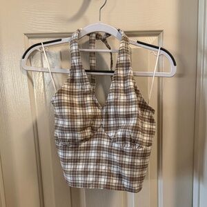 NWT, Hollister, Plaid Halter Neck Top
